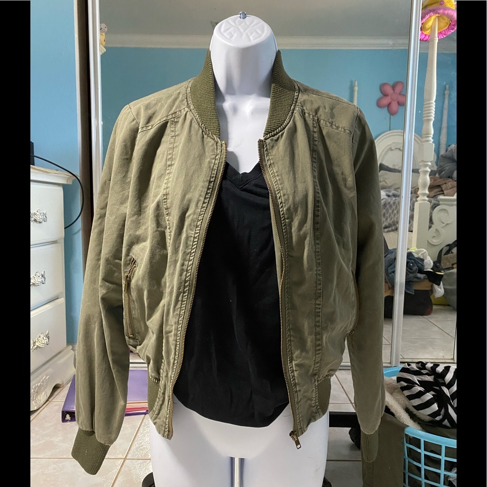 Green military jacket